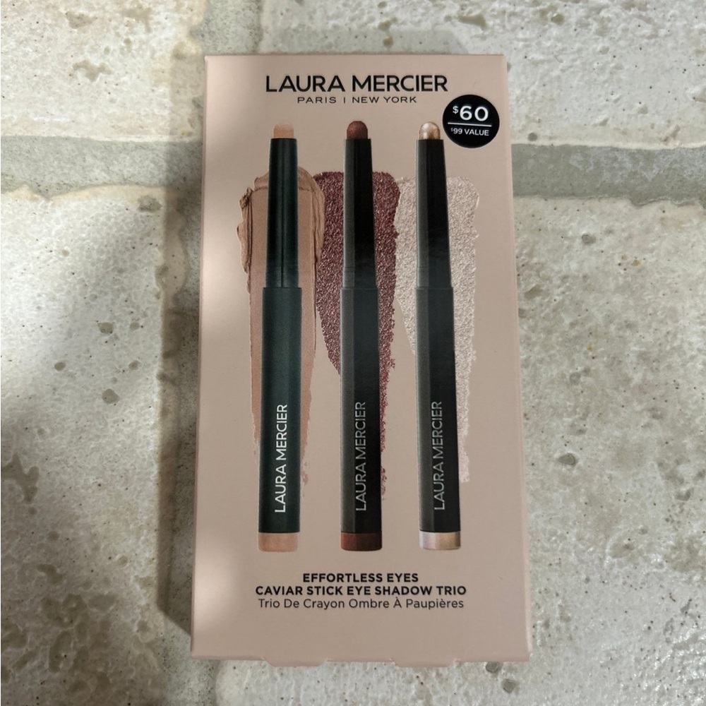 Laura Mercier caviar eye stick trio set - rose gold/dune/burnished bronze